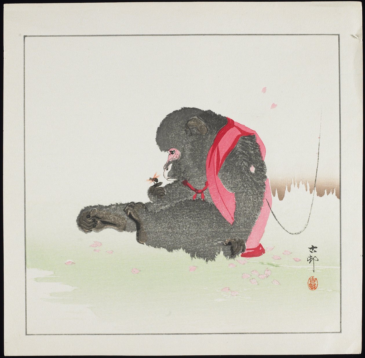 Abe fanger en bi, før 1912 af Ohara Koson