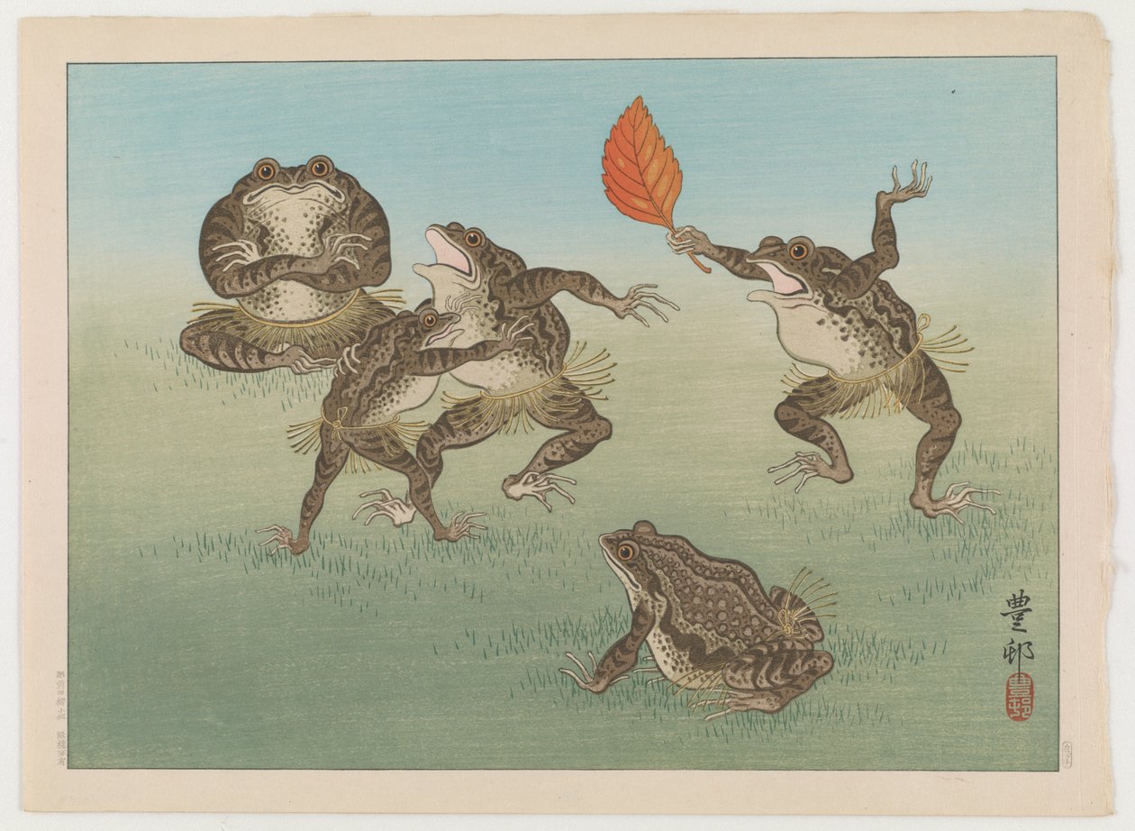 Sumo-wrestling tudser, ca. 1930 (træbloktryk i farver) af Ohara Koson