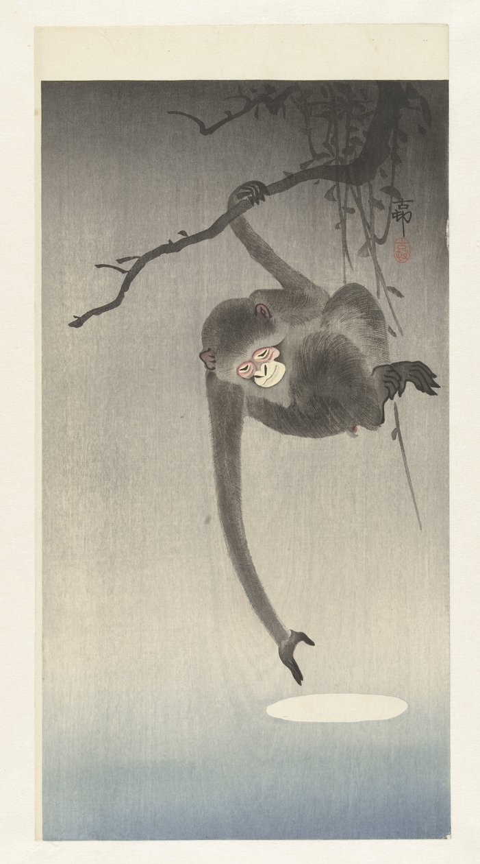 Abe og refleksion af månen af Ohara Koson