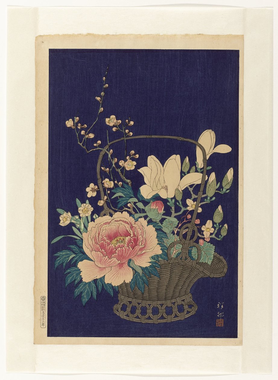 Bambus blomsterkurv af Ohara Koson