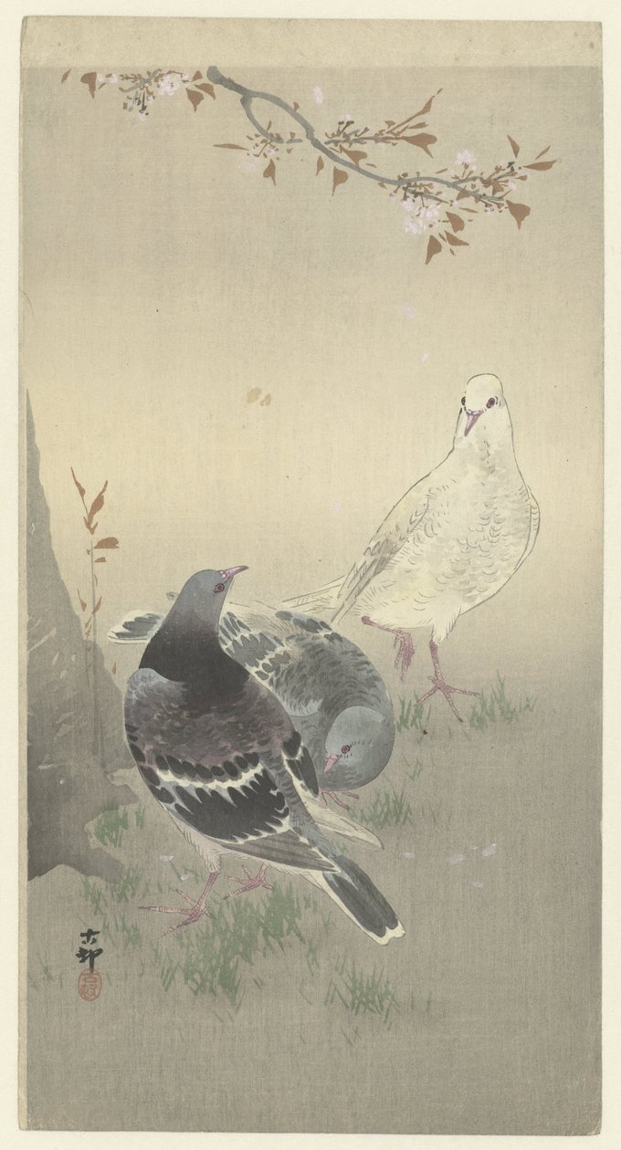 Tre tamme duer af Ohara Koson