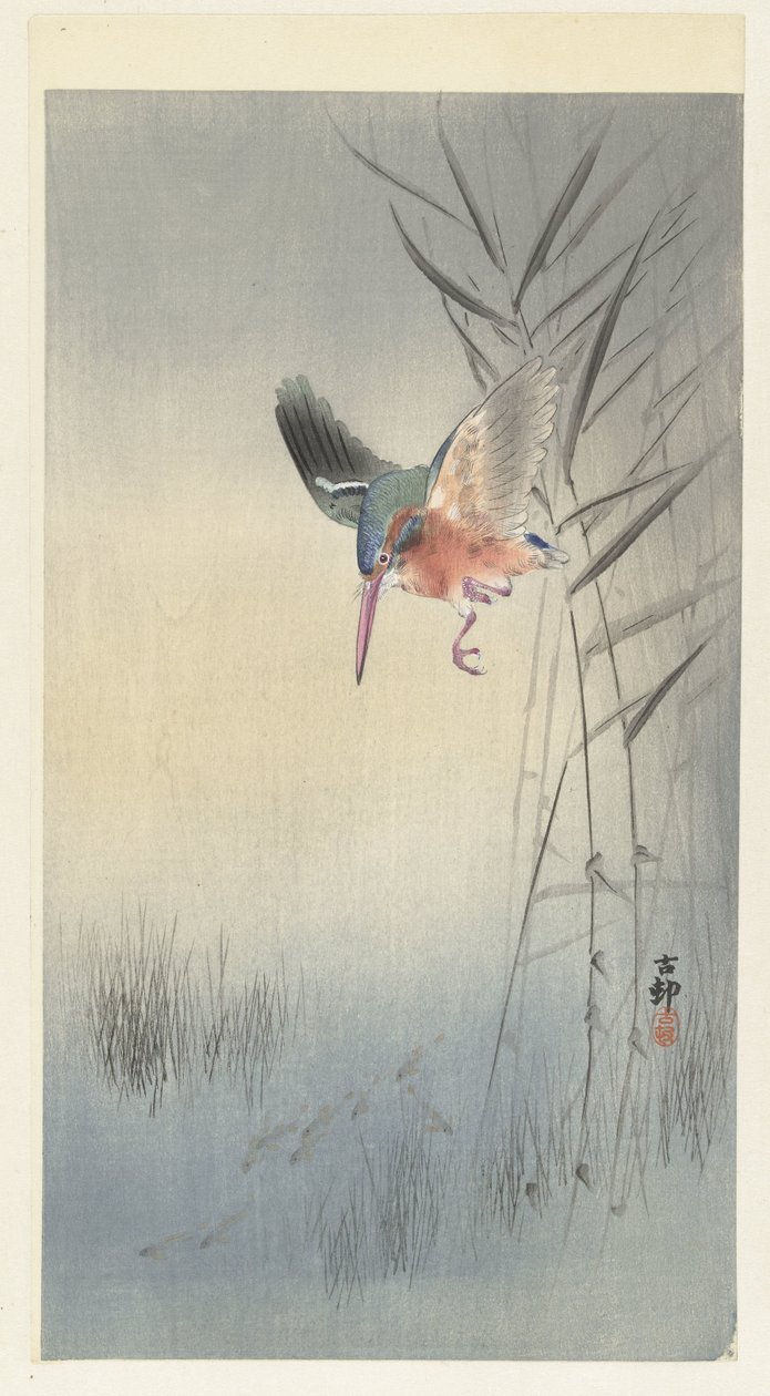 Kingfisher jagt fisk af Ohara Koson