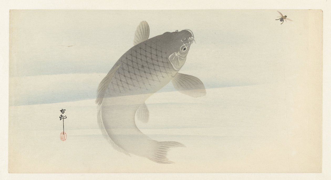 karper og flue af Ohara Koson