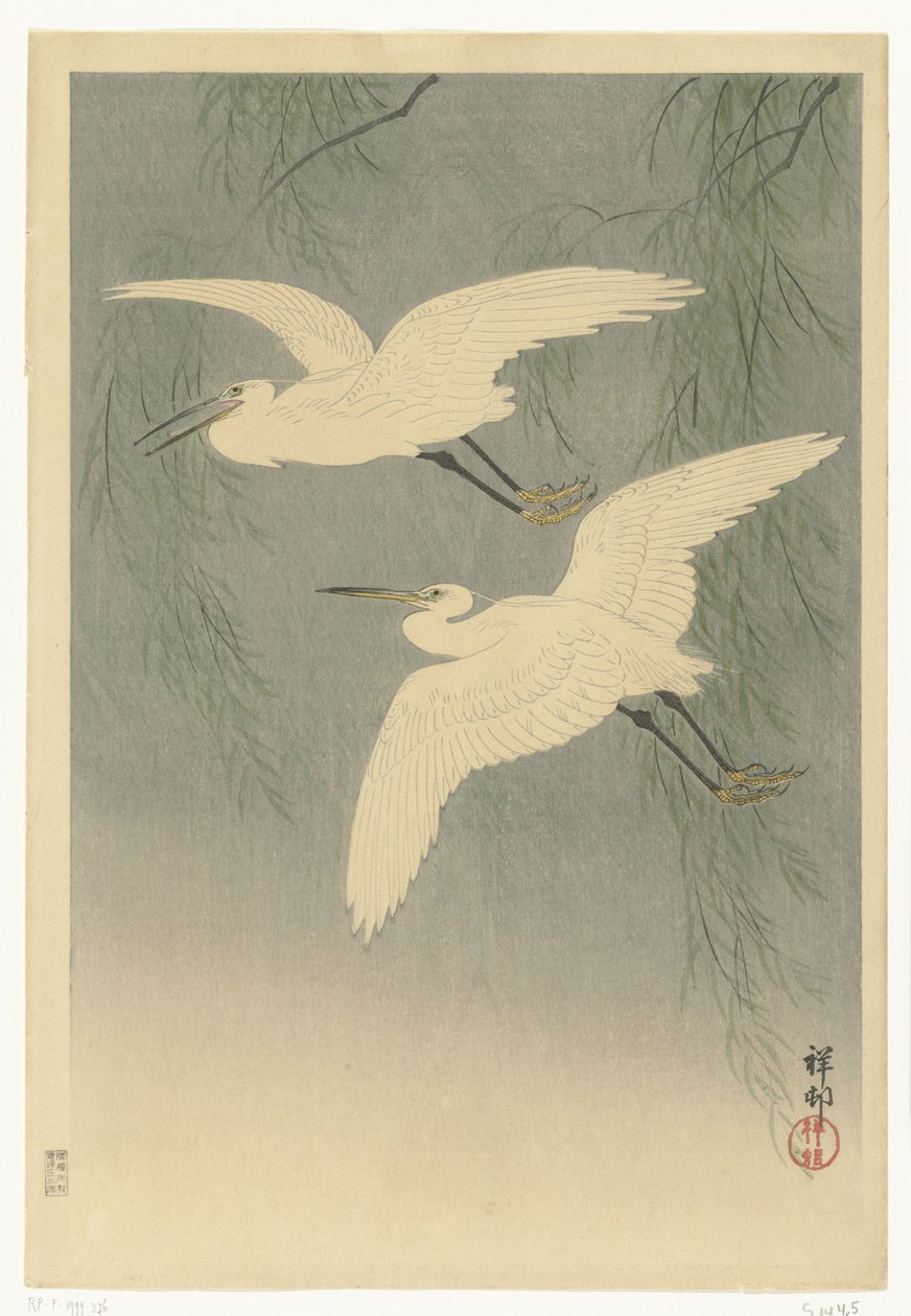 Små hejrer på flugt af Ohara Koson