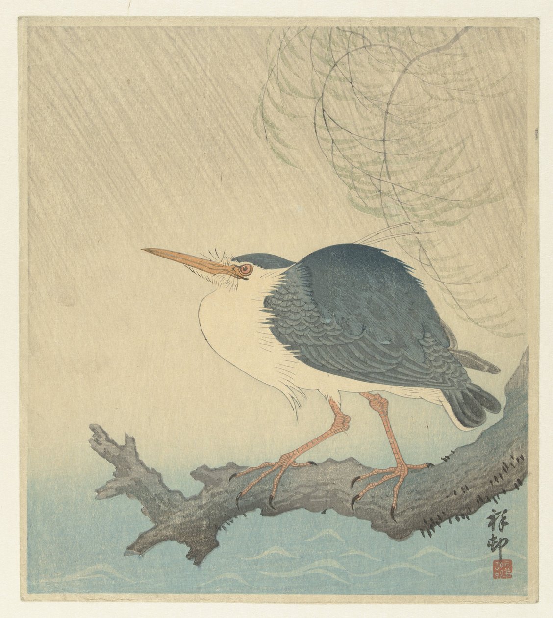Kvak på en træstub af Ohara Koson