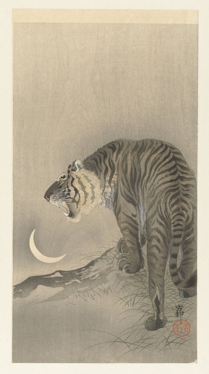 Brølende tiger af Ohara Koson