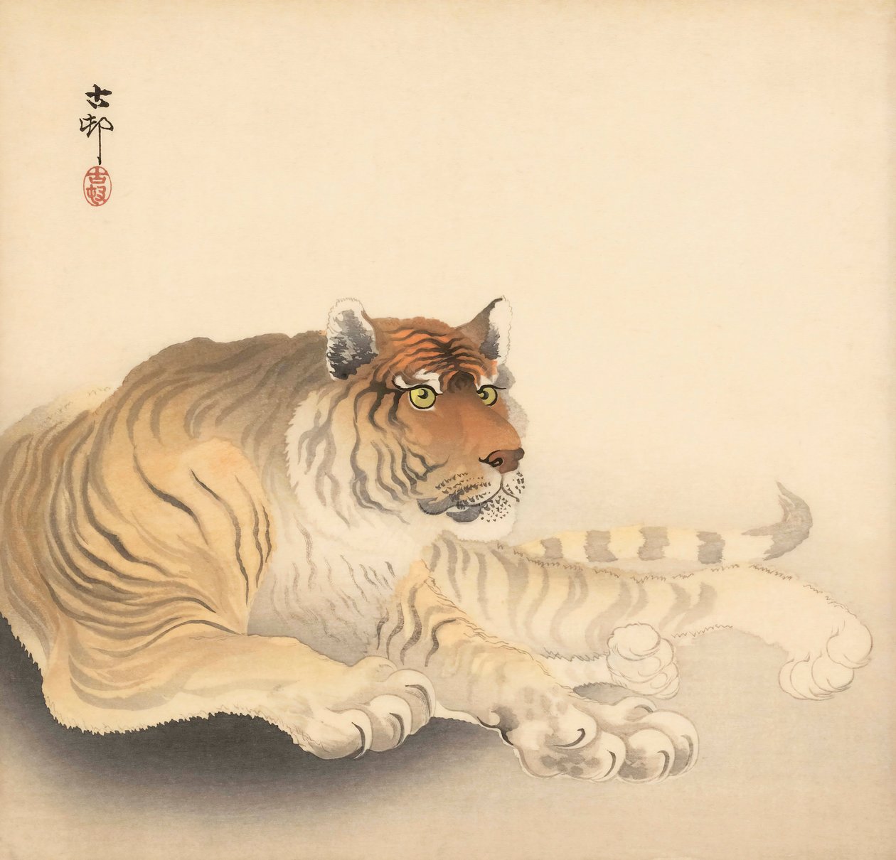 Tiger, 20. århundrede (japansk tryk) af Ohara Koson