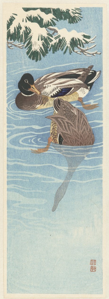 To vilde ænder i vandet af Ohara Koson