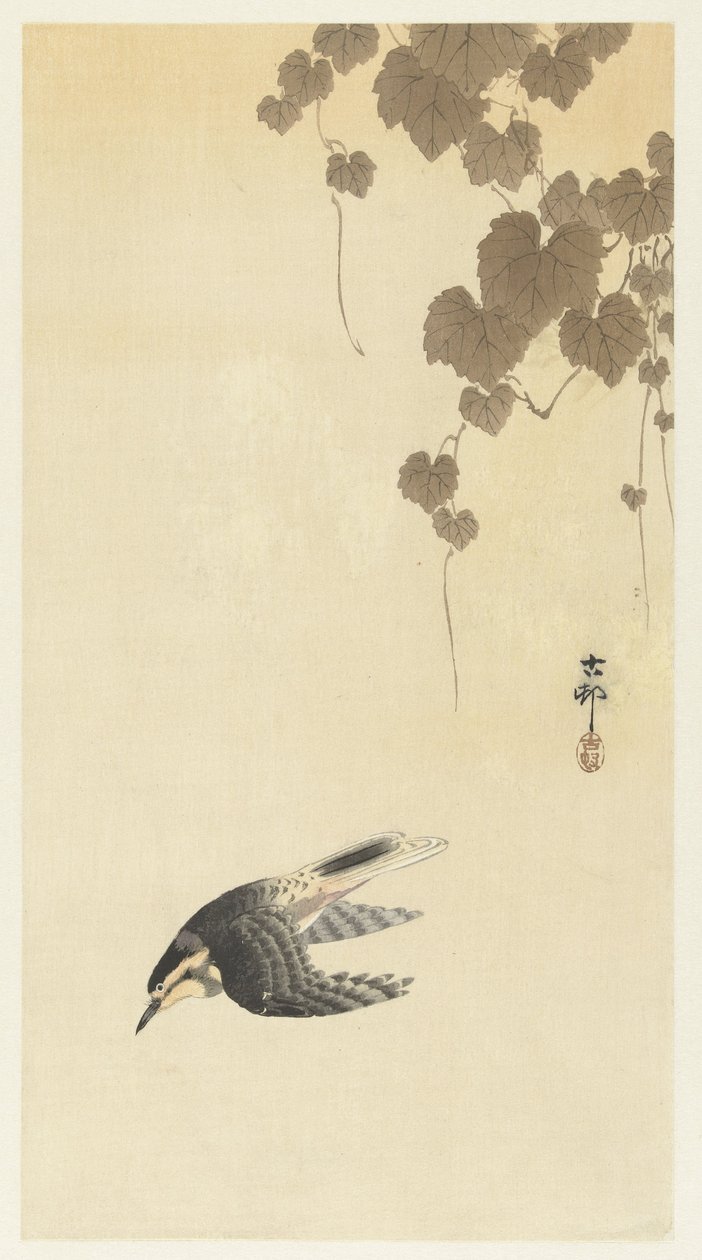 Fugl i nedadgående flugt af Ohara Koson