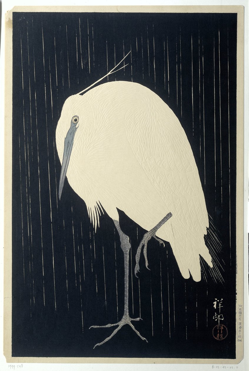 Hejre i regnen af Ohara Koson