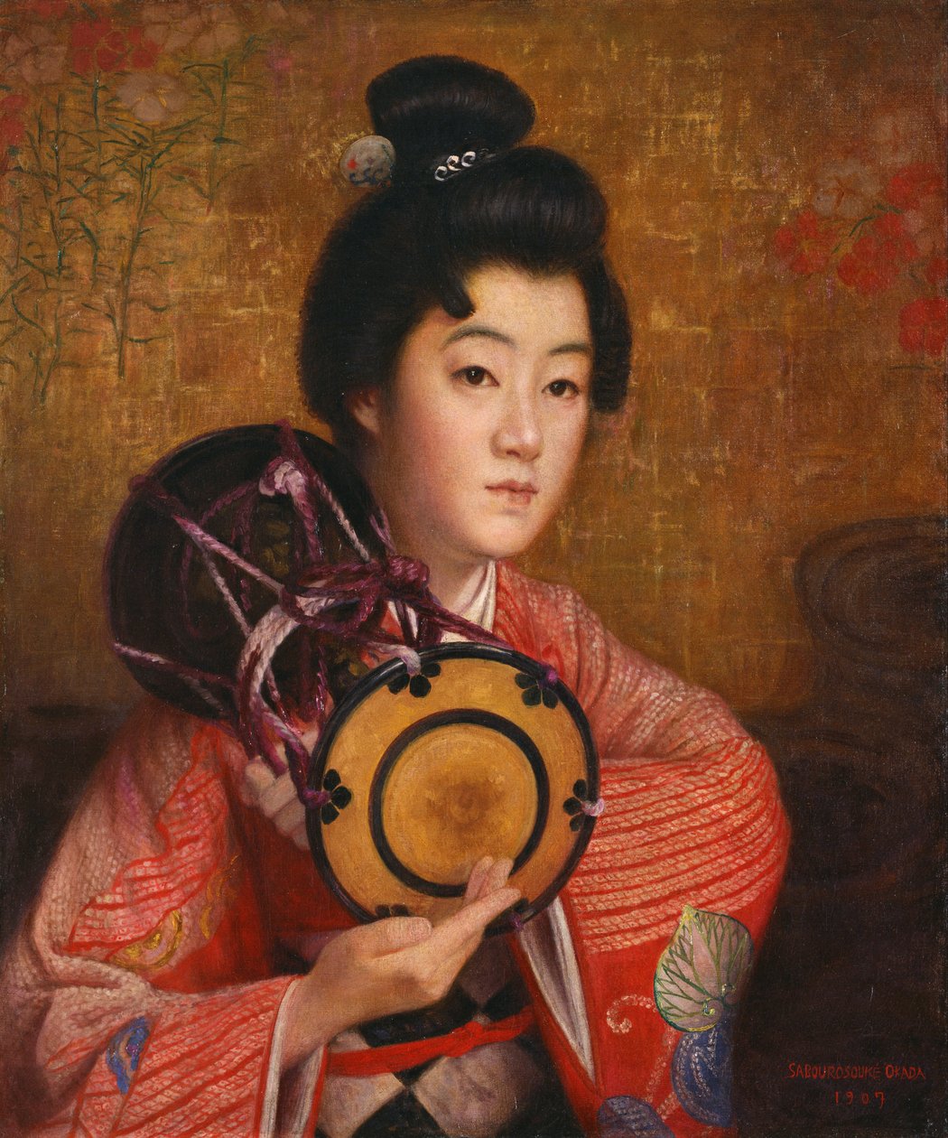 Portræt af en dame af Okada Saburosuke