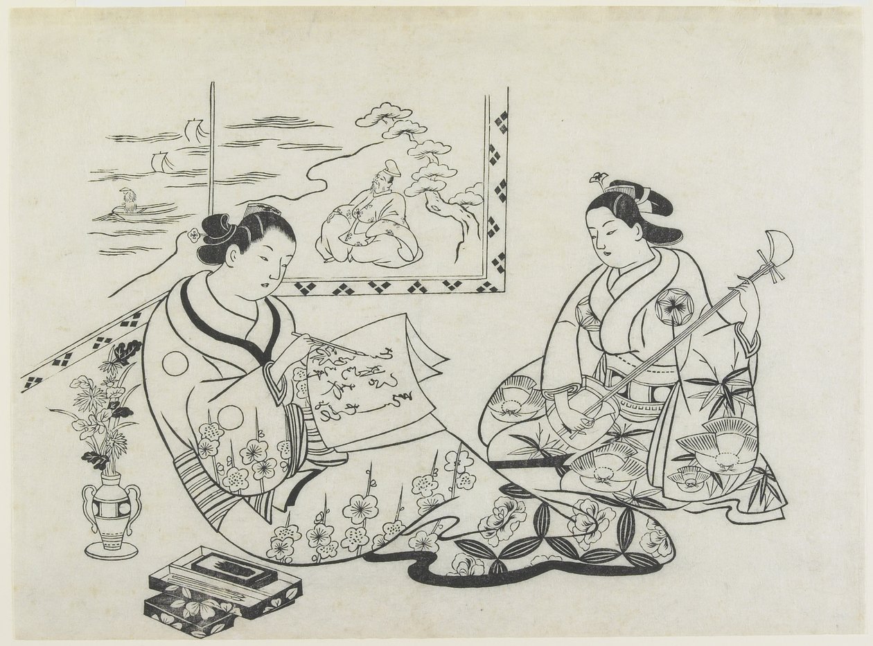(Forestil dig f Matsukaze plan d Murasame), ca. 1704-1706 af Okumura Masanobu