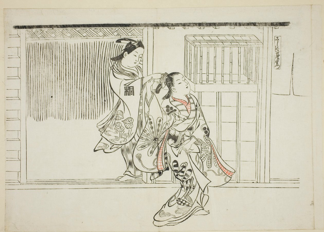 Kam Rashomon (Sashigushi Rashomon), nr. 3 fra en serie på 12 tryk, der viser parodier på skuespil af Okumura Masanobu