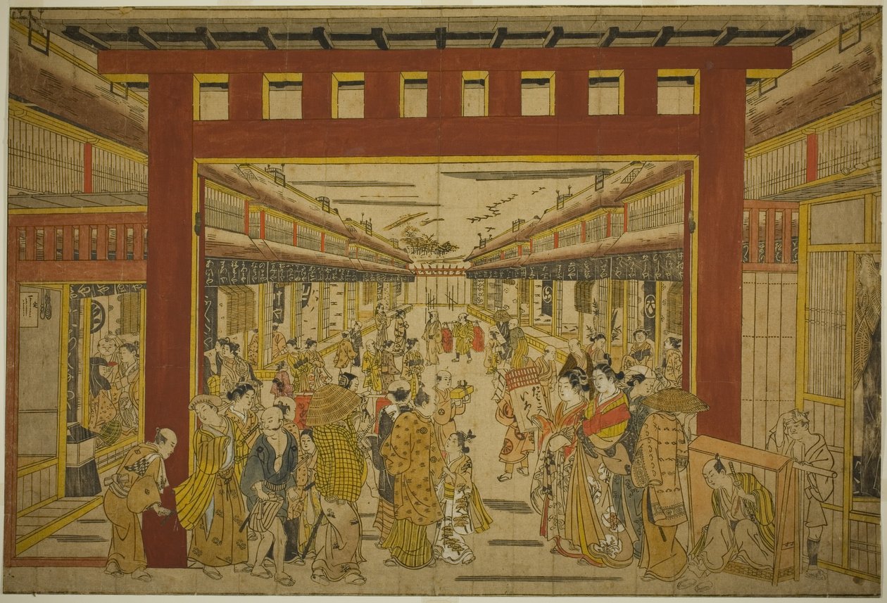 Inde i Jo Tae Yoshiwara af Okumura Masanobu