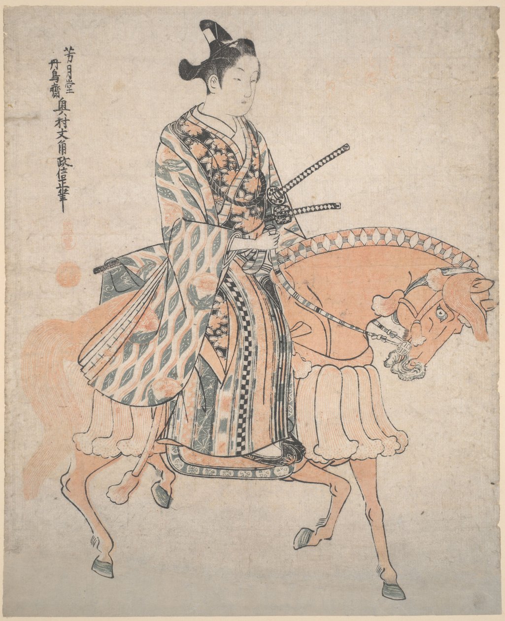 Adelsmand på hesteryg af Okumura Masanobu