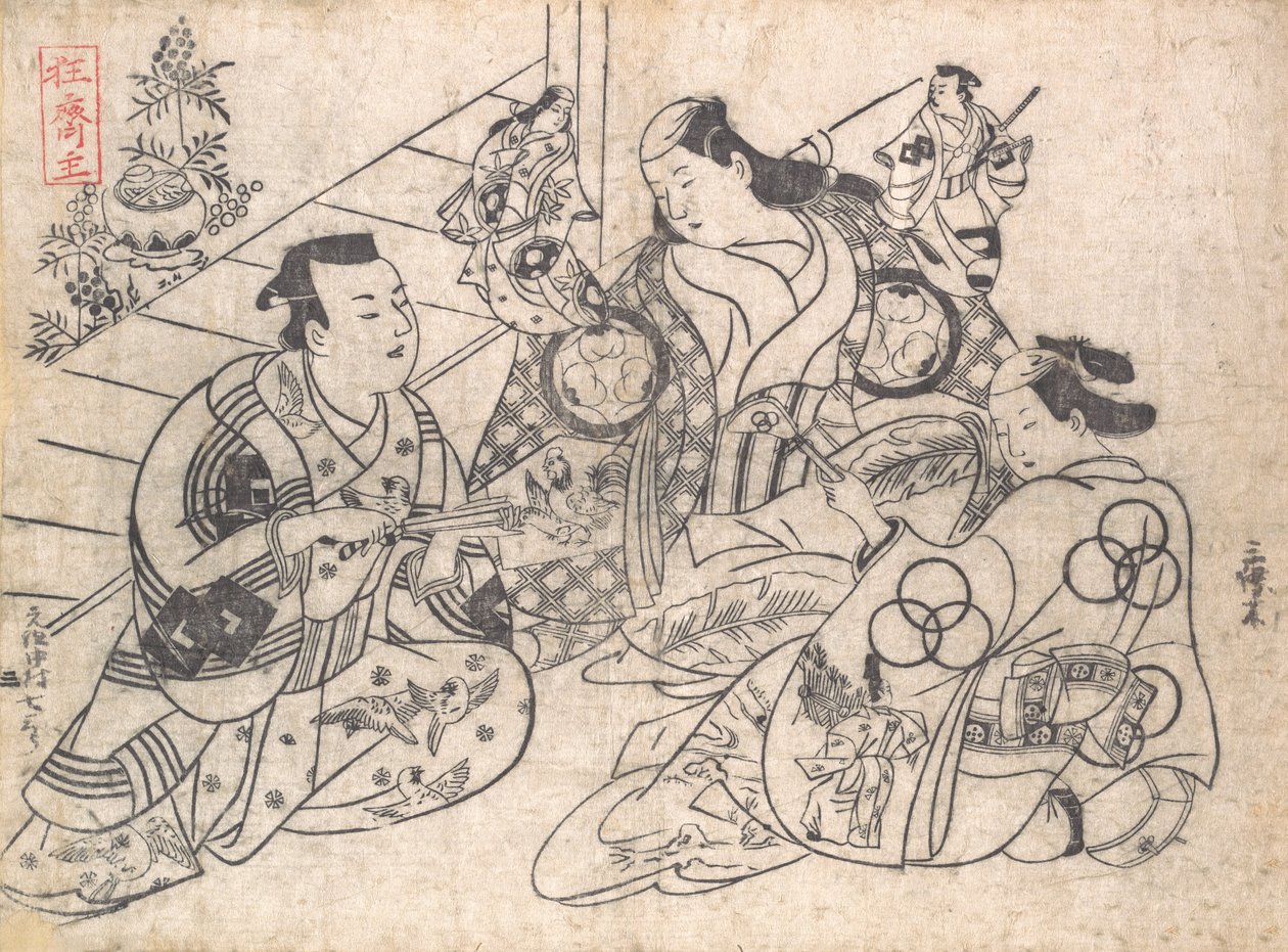 Scene fra et drama, 1710-13., 1710-13. af Okumura Masanobu