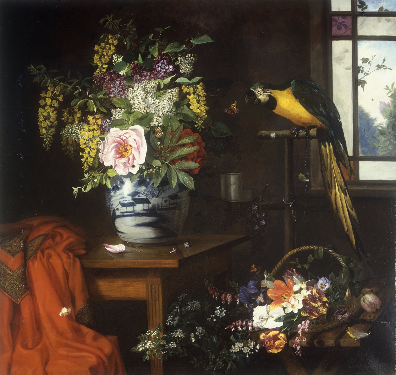 Stilleben med en vase med blomster, 1874 af Olaf August Hermansen