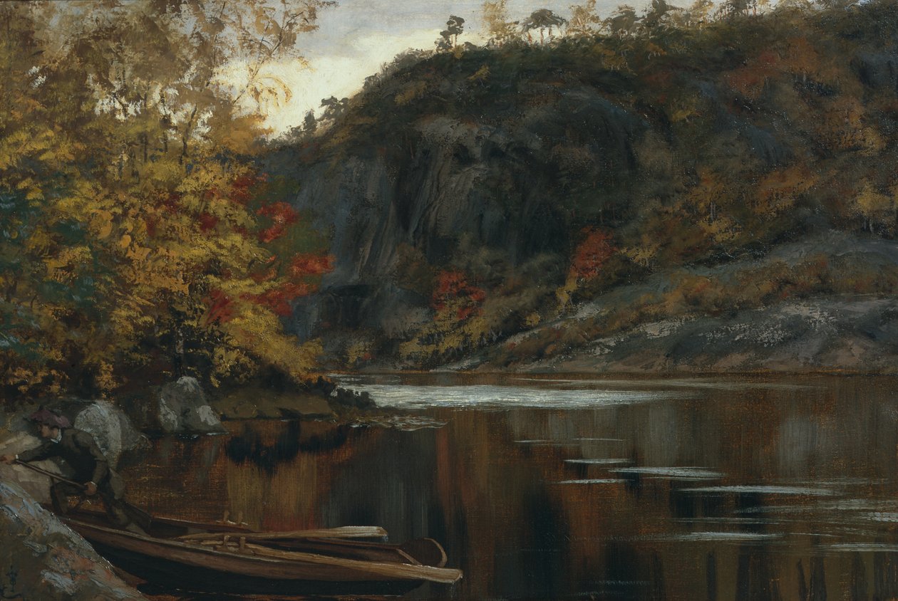 Holskaukilen Landscape (olie på lærred) af Olaf Isaachsen