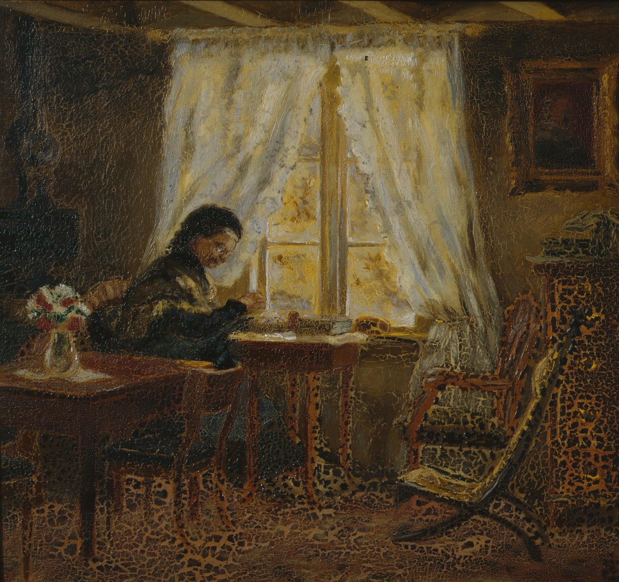 Kunstnerens Moder, Holskogen (olie på lærred) af Olaf Isaachsen