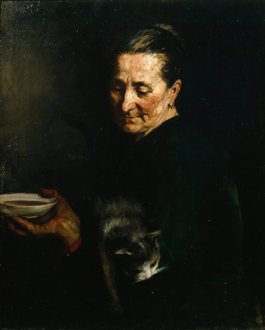 Kvinde med kat af Olav Rusti