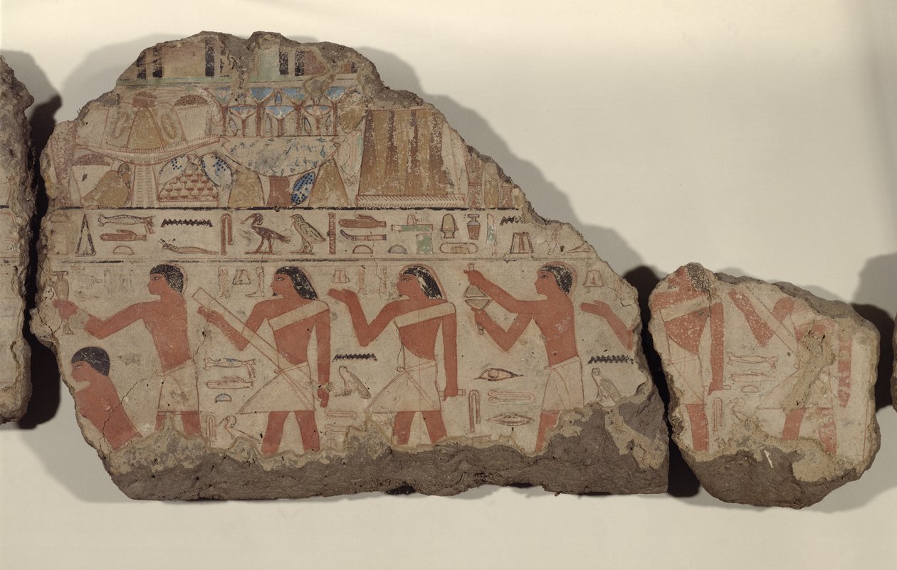Malerier af Metjetji, detalje af kultpræster (malet kalksten) af Old Kingdom Egyptian