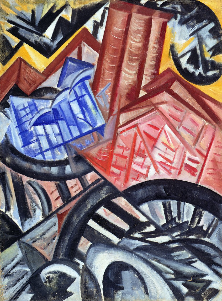 Fabrikken og Broen, 1913 af Olga Rozanova