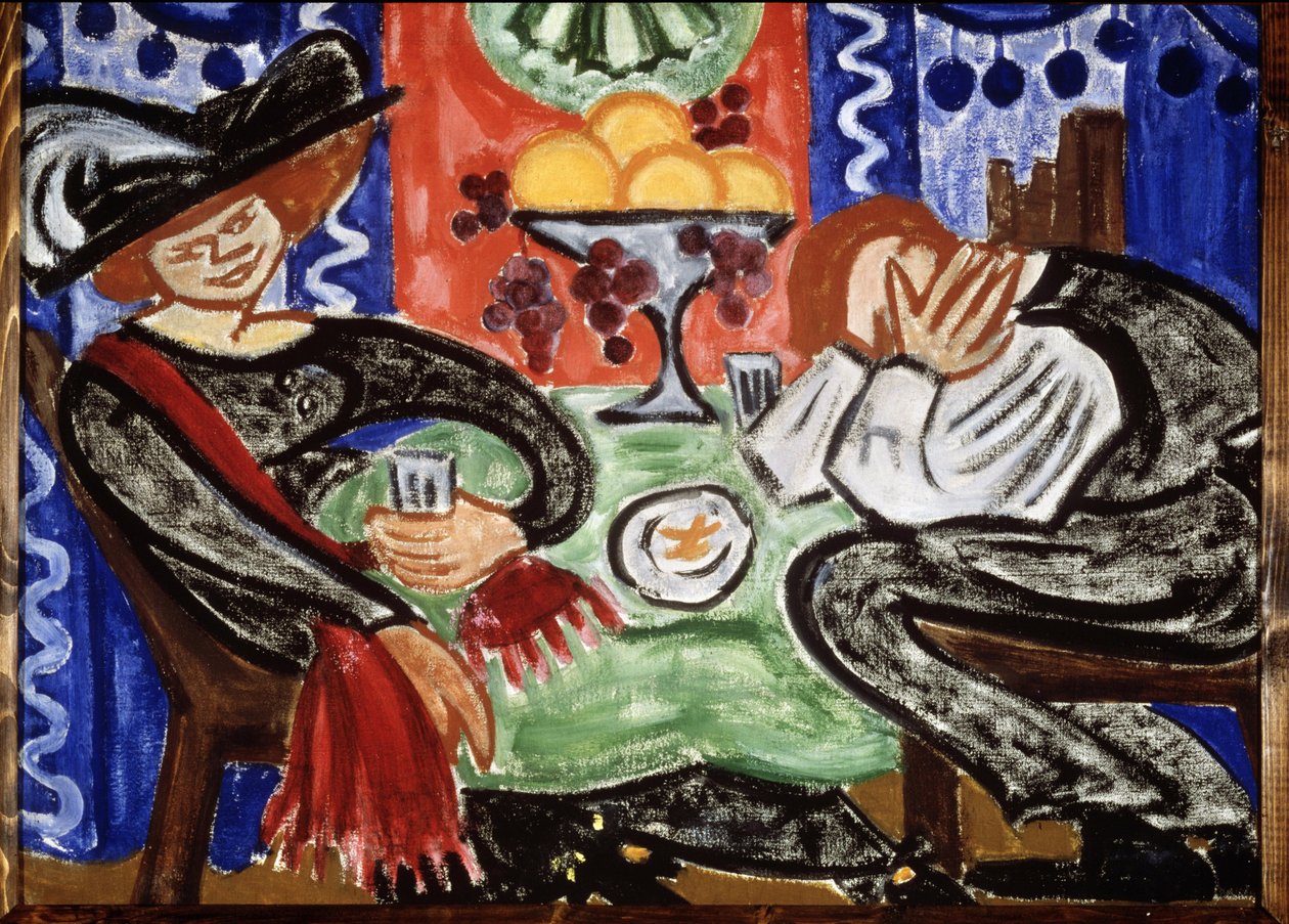 En un tsafe. (I A Tsafeh). Peinture de Olga Vladimirovna Rozanova (1886-1918), huile sir toile af Olga Wladimirowna  Rosanowa
