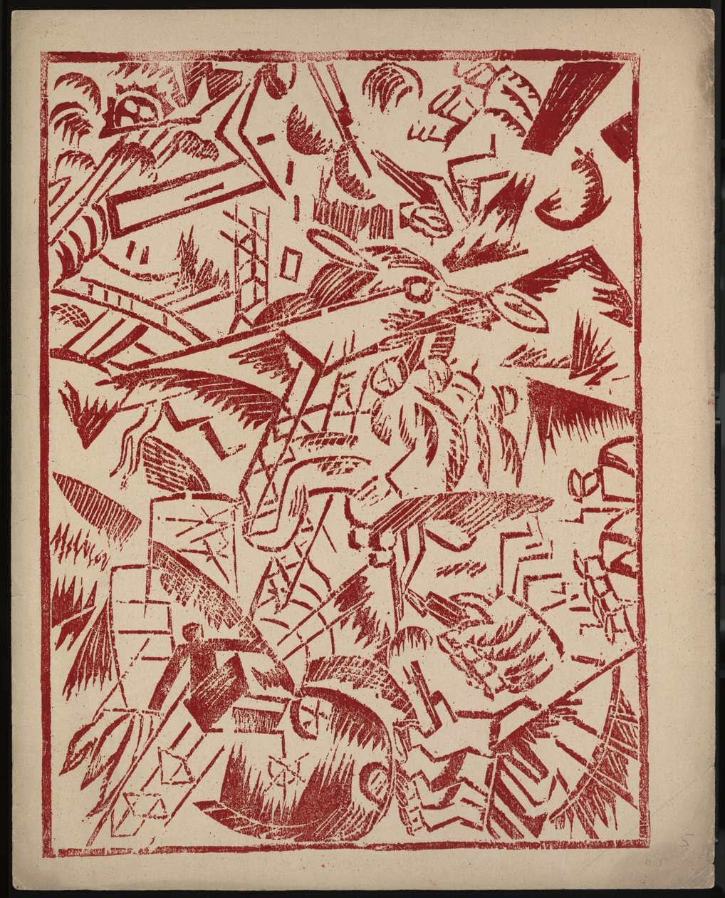 Illustration til bogen The War af Aleksey Kruchenykh, 1916 af Olga Rozanova