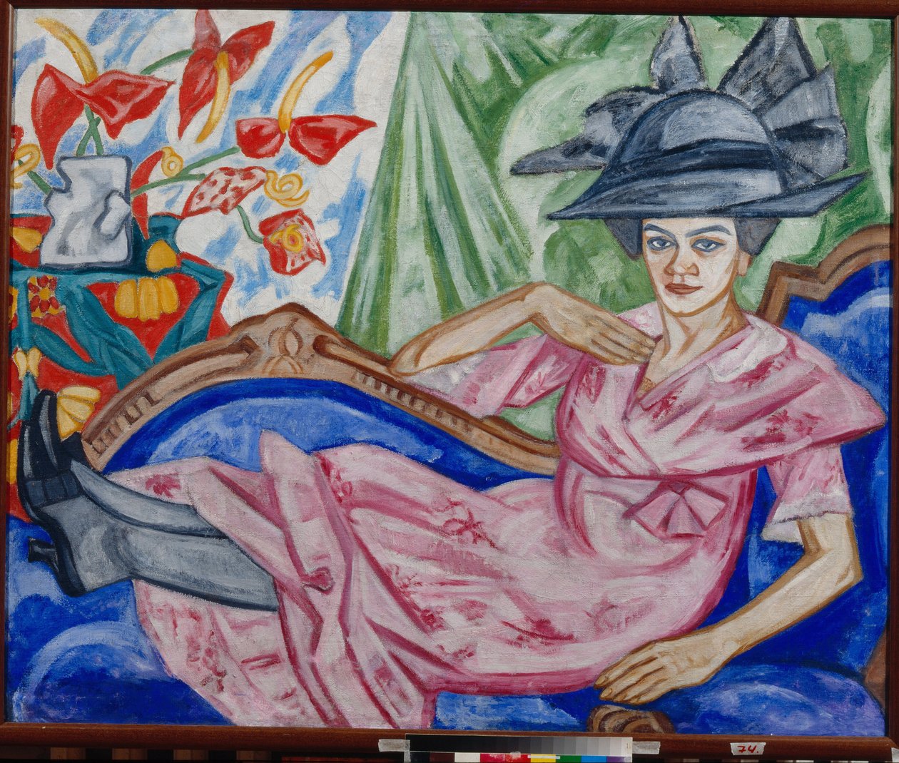 "Portræt af kunstnerens søster" (Portræt af kunstnerens søster) Maleri af Olga Vladimirovna Rozanova (1886-1918) 1912 - Olie på lærred - Statens kunstmuseum, Jekaterinburg af Olga Wladimirowna  Rosanowa