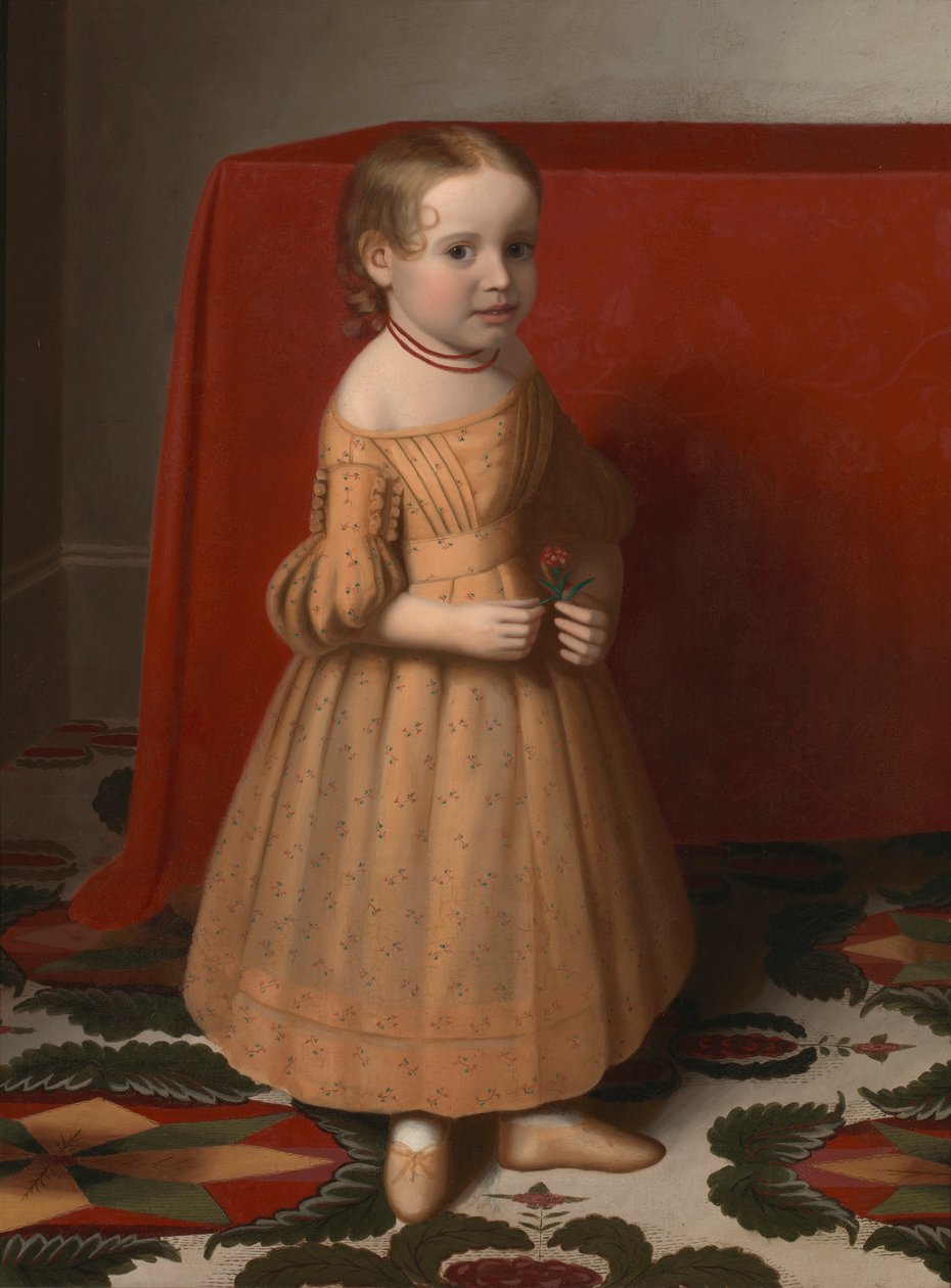 Portræt af en ung pige med rose af Oliver Tarbell Eddy