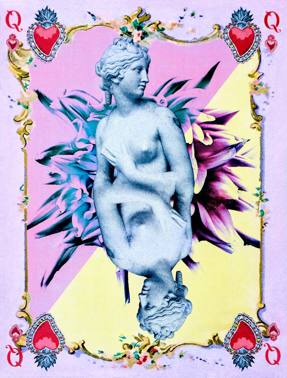 Queen of Hearts, 2019 (blandede medier på lærred) af Olivia Gozzano