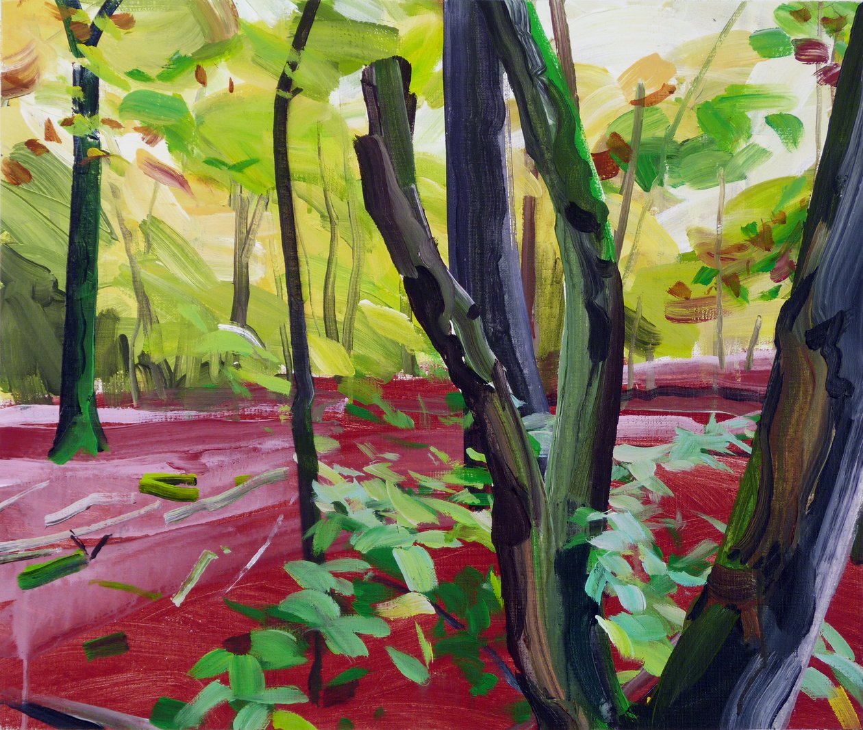Skov 16,2017 (akryl på lærred) af Olivier Morel