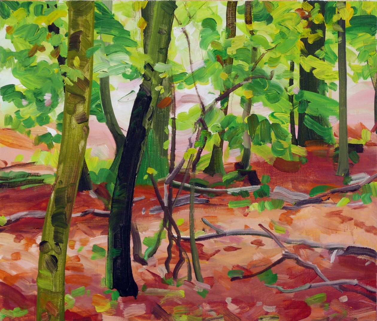 Skov 17,2017 (akryl på lærred) af Olivier Morel