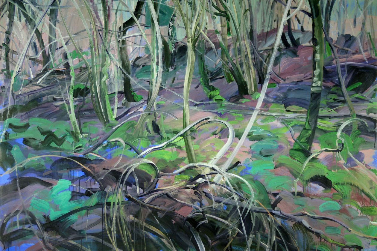 Skov 1,2014 (akryl på lærred) af Olivier Morel