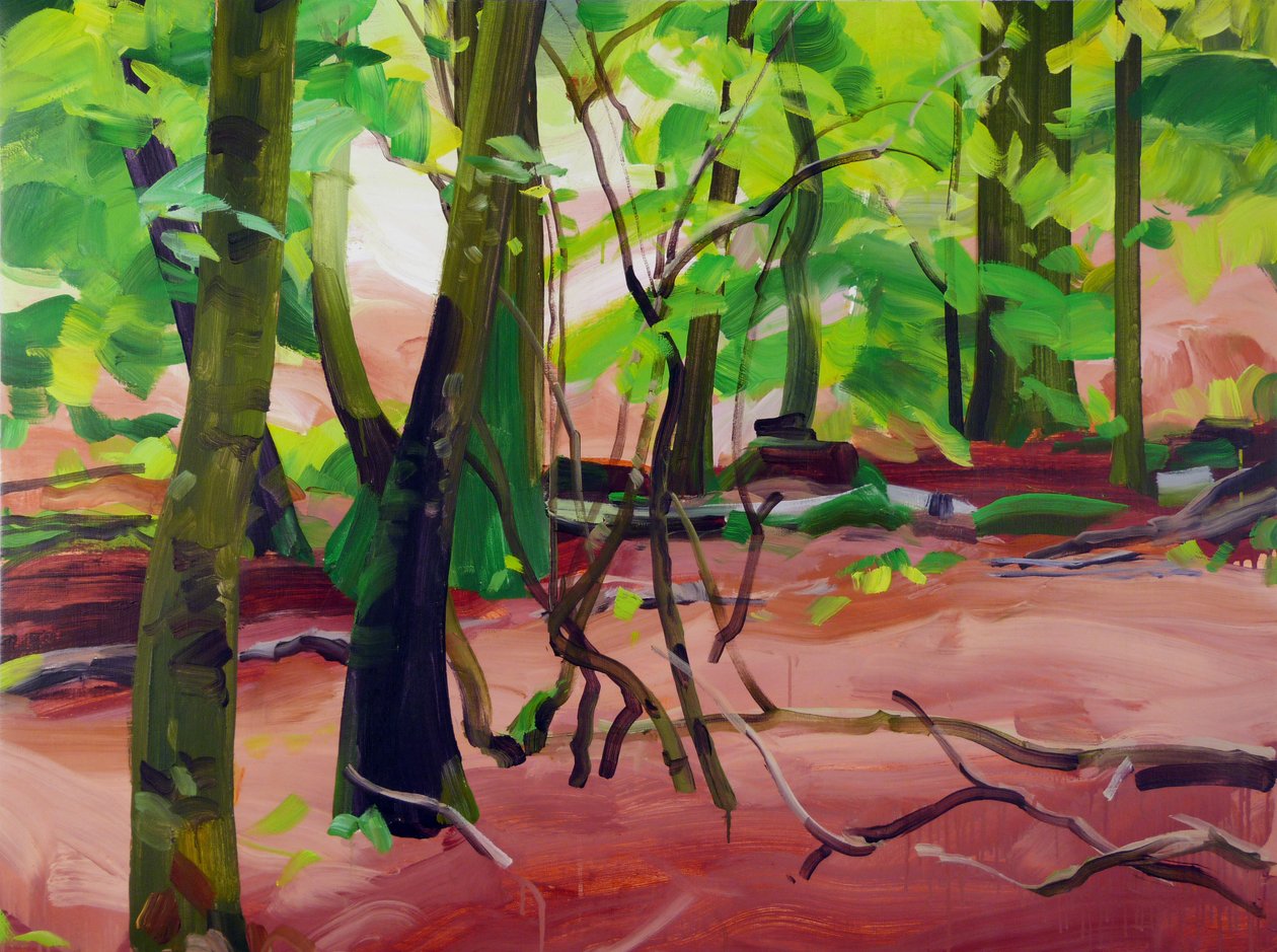 Skov 20,2017 (akryl på lærred) af Olivier Morel