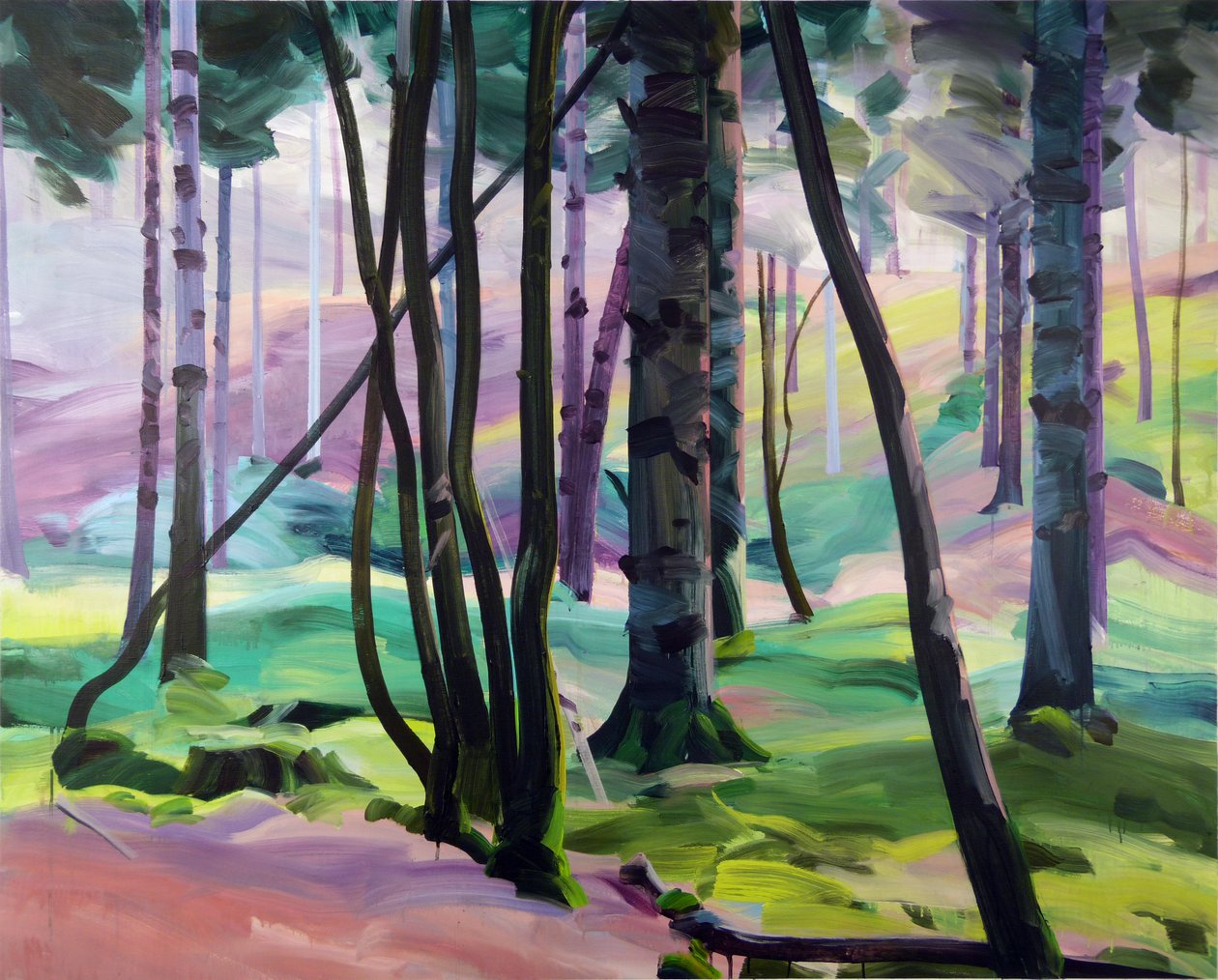 Skov 28,2017 (akryl på lærred) af Olivier Morel