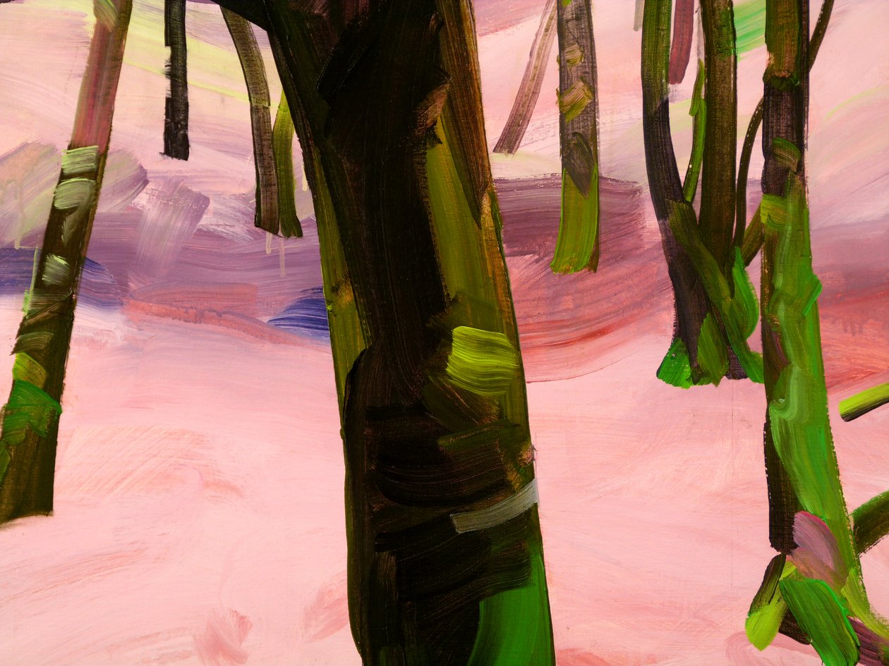 Skov 29, detalje, 2017 (akryl på lærred) af Olivier Morel