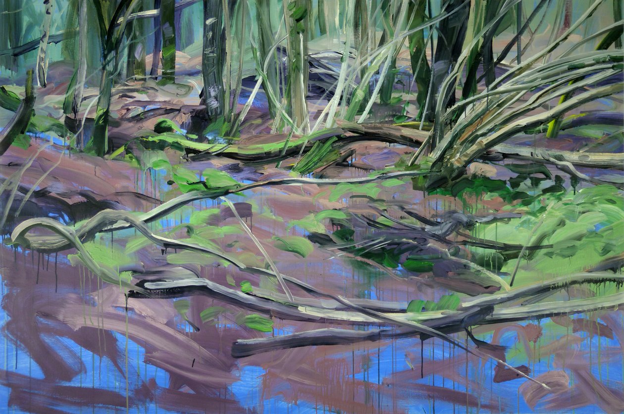 Skov 2, 2014 (akryl på lærred) af Olivier Morel