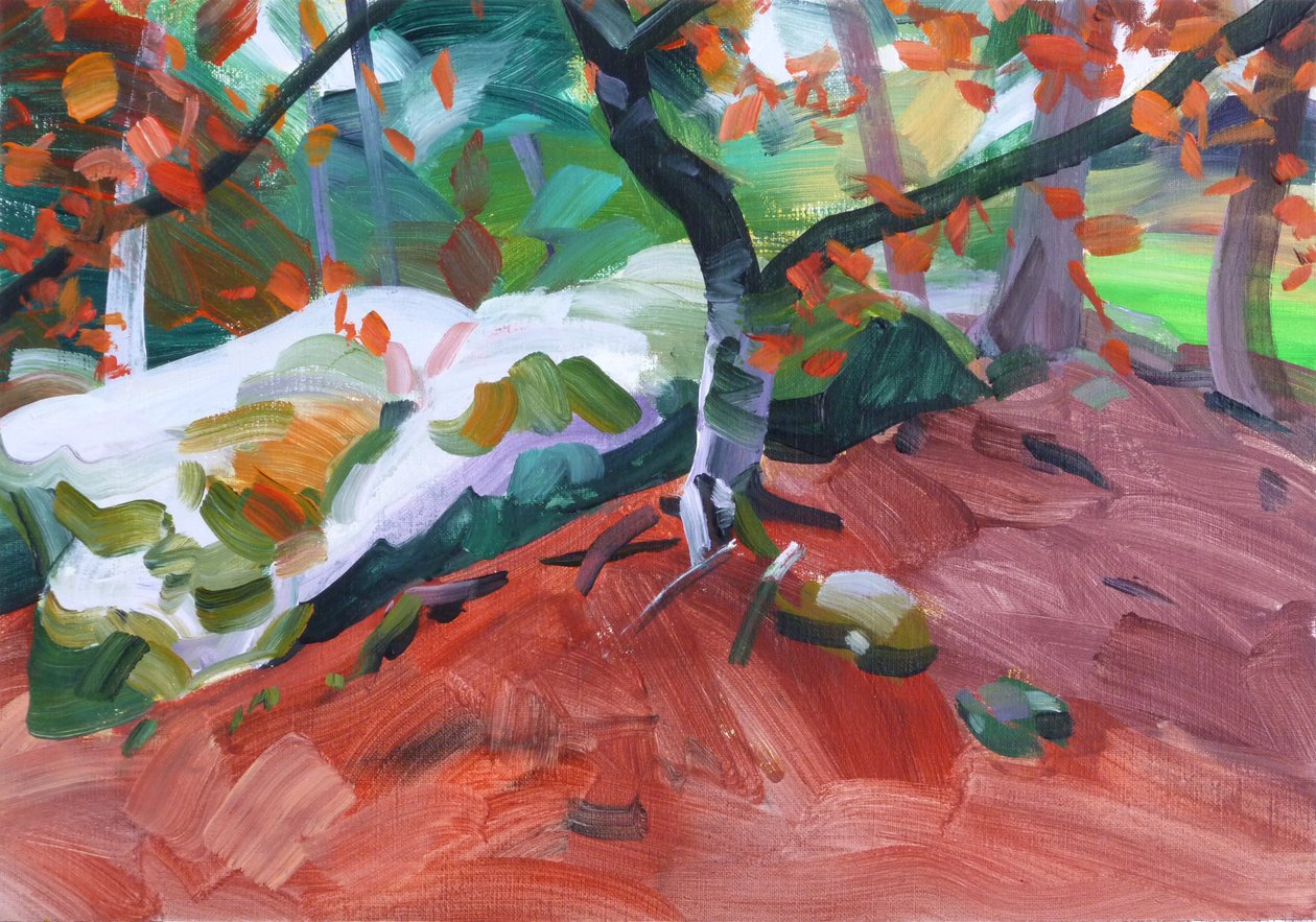 Skov 31,2018 (akryl på lærred) af Olivier Morel