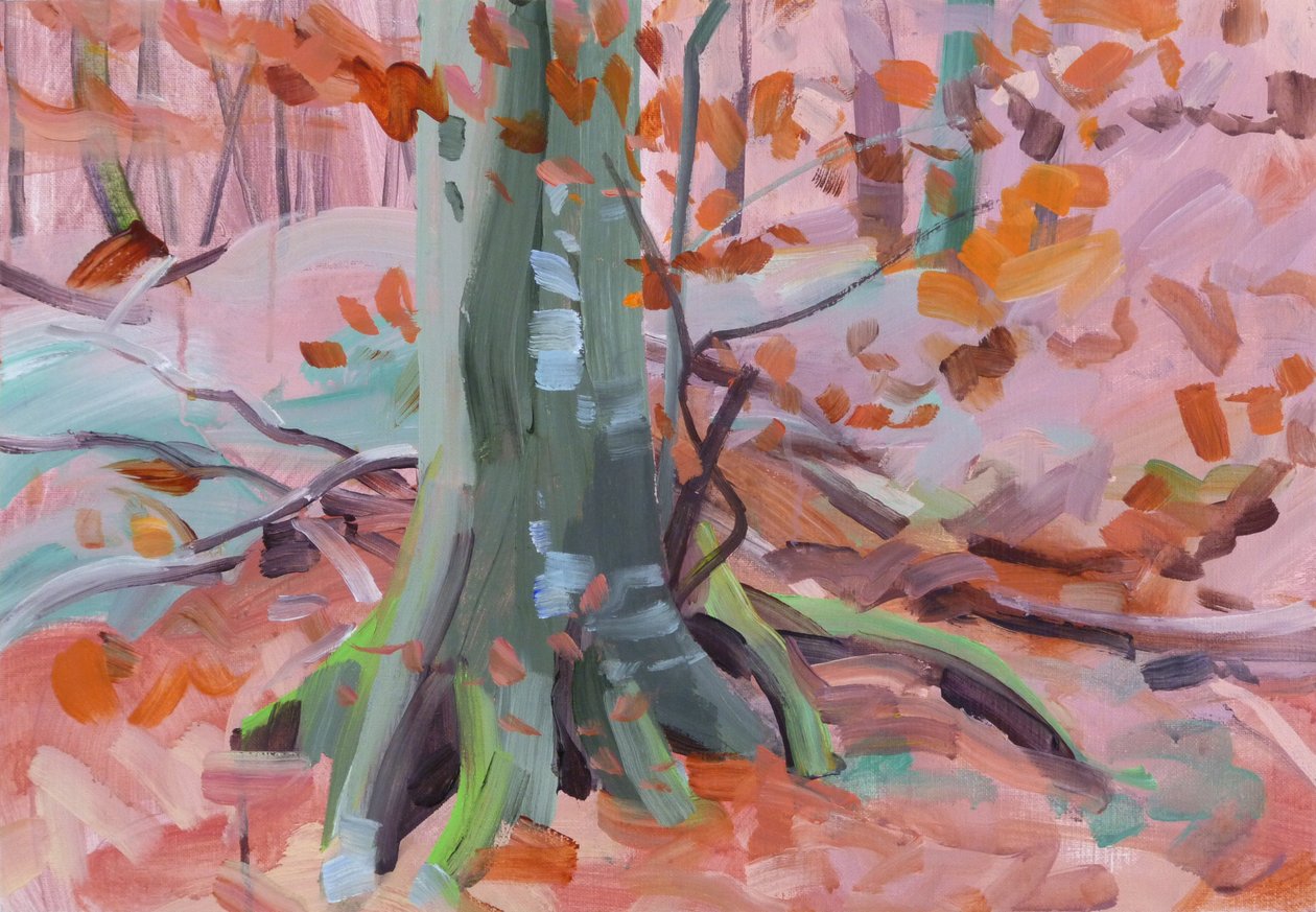 Skov 32,2018 (akryl på lærred) af Olivier Morel