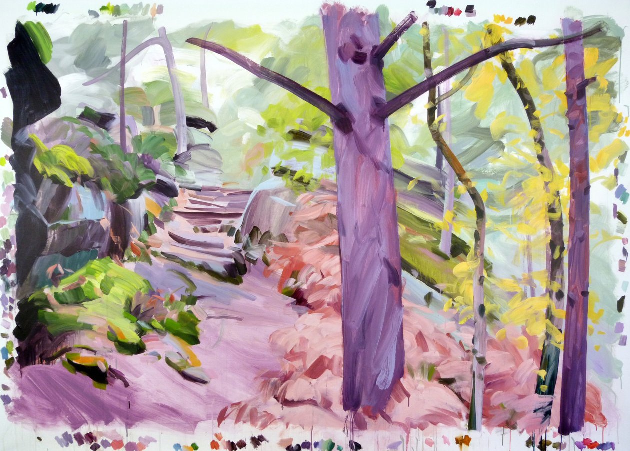 Skov 35,2018 (akryl på lærred) af Olivier Morel