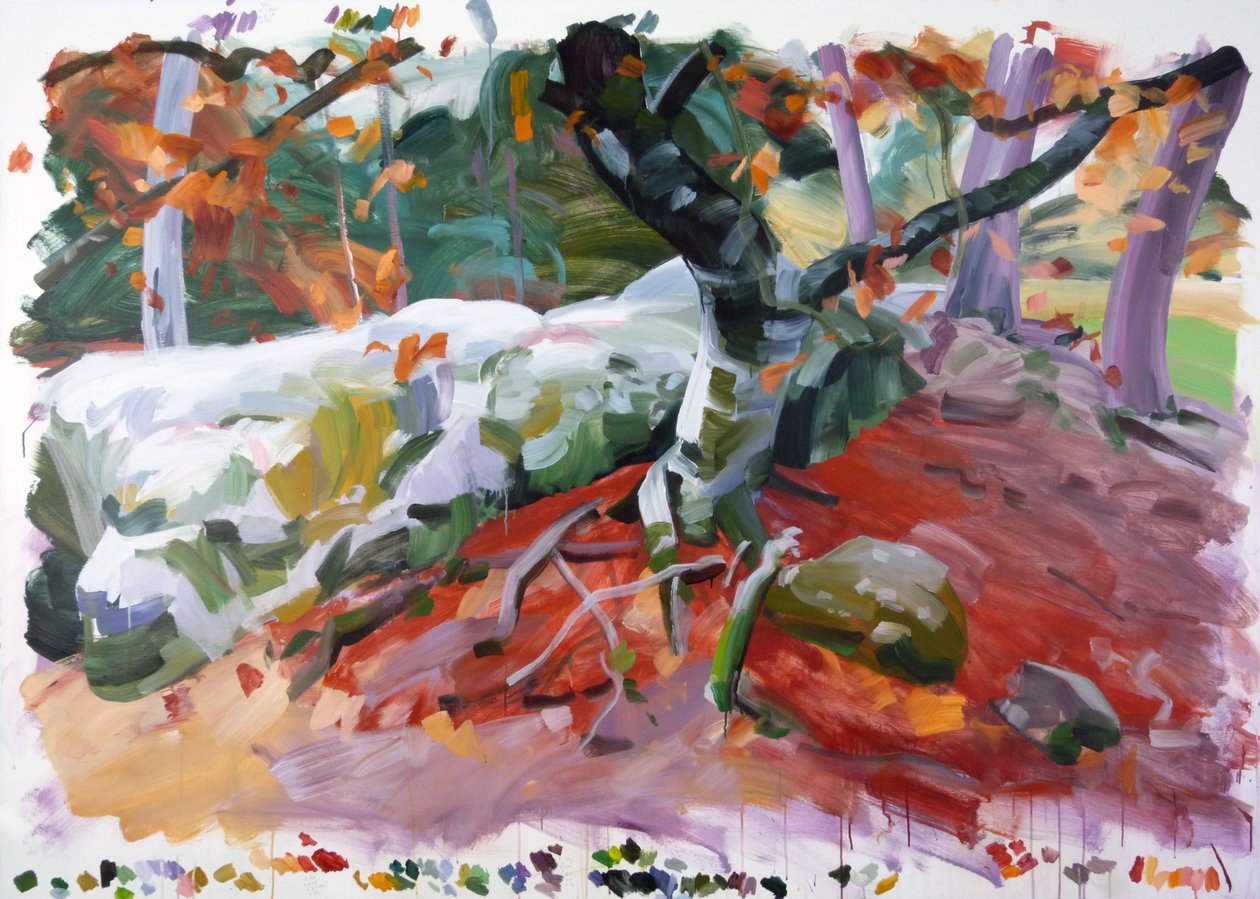 Skov 36,2018 (akryl på lærred) af Olivier Morel