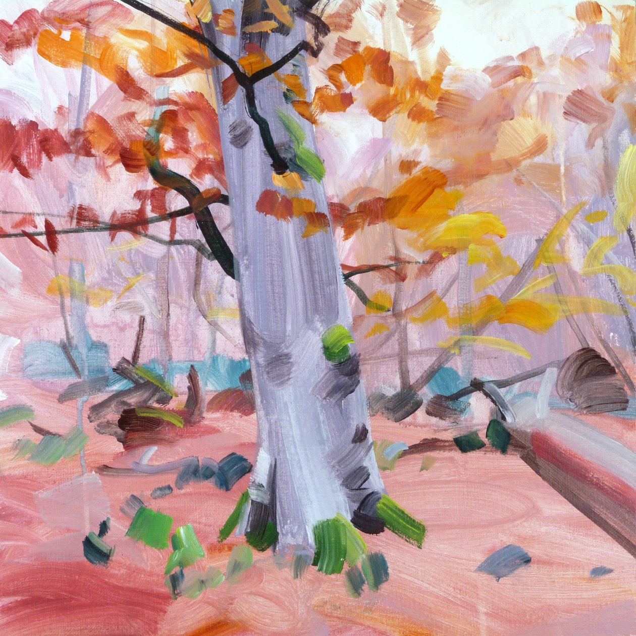Skov 37,2018 (akryl på lærred) af Olivier Morel