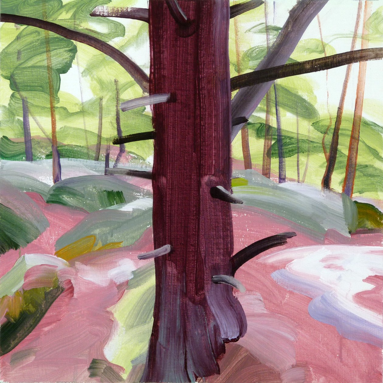 Skov 39,2018 (akryl på lærred) af Olivier Morel