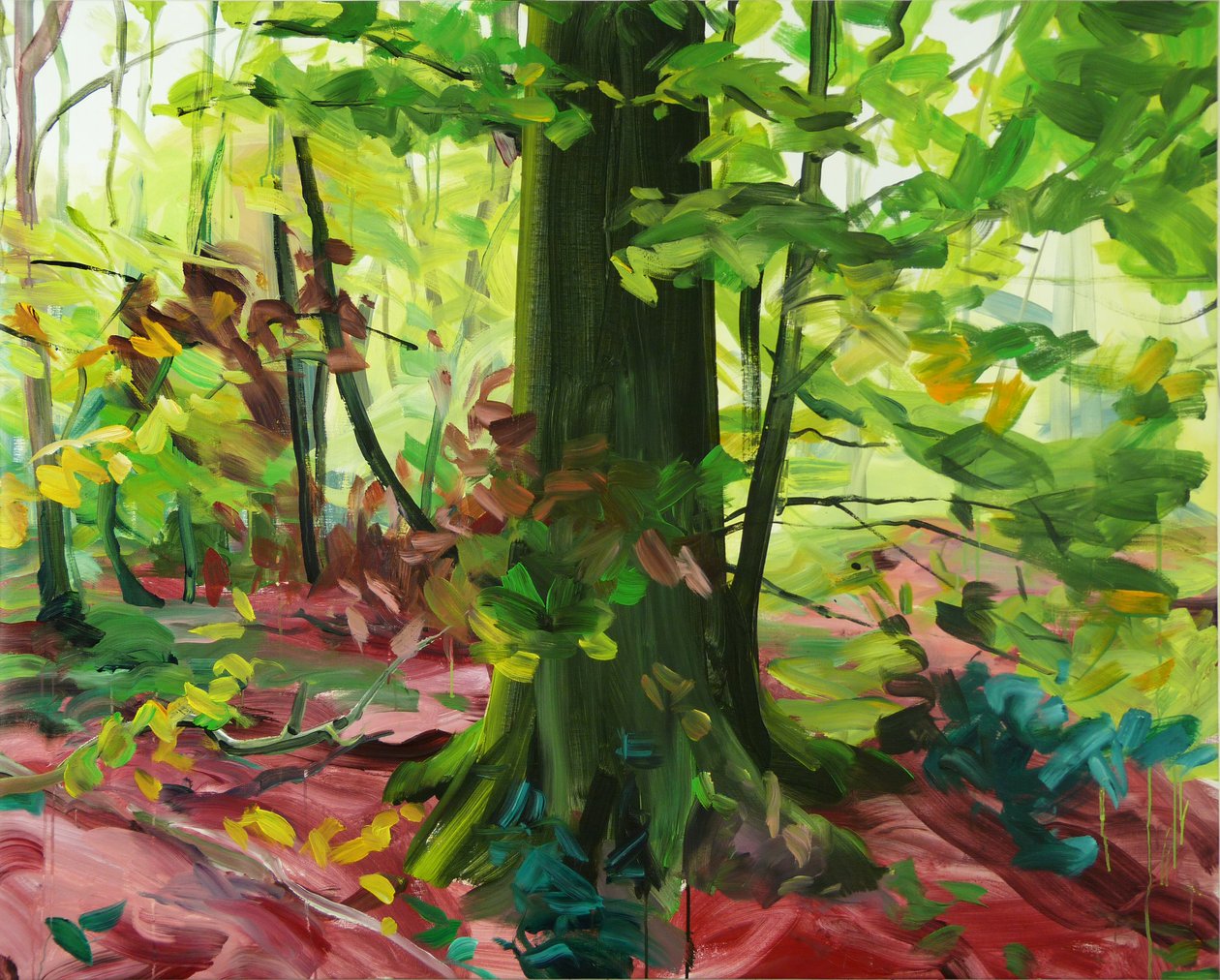 Skov 3, 2014 (akryl på lærred) af Olivier Morel