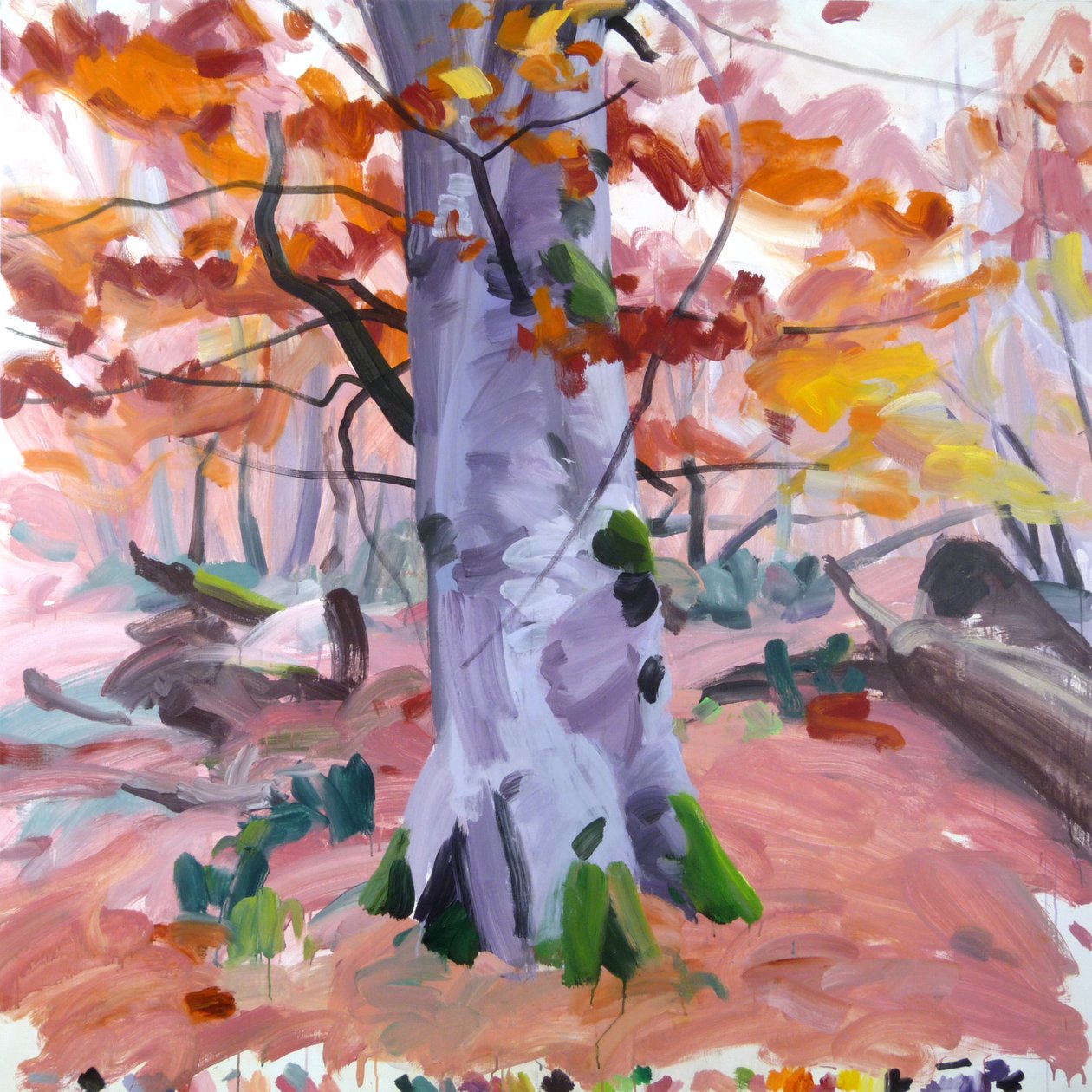 Skov 40,2018 (akryl på lærred) af Olivier Morel