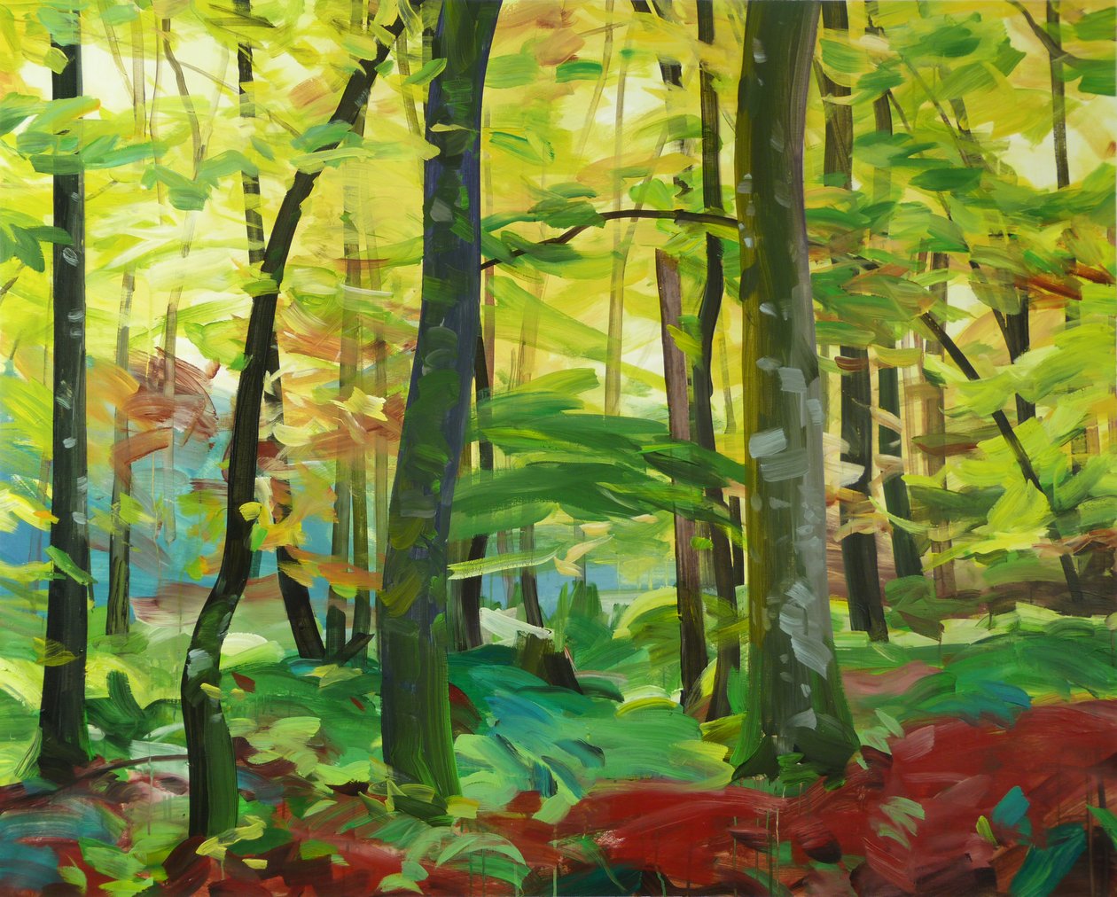 Skov 4,2015 (akryl på lærred) af Olivier Morel