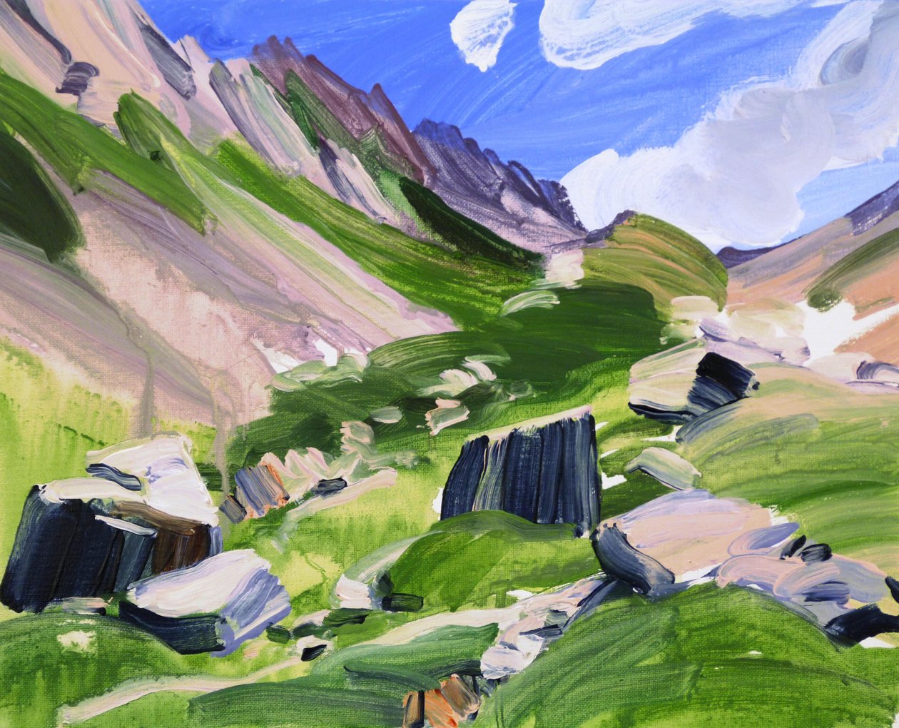 Leukerbad 15, 2012 (akryl på lærred) af Olivier Morel