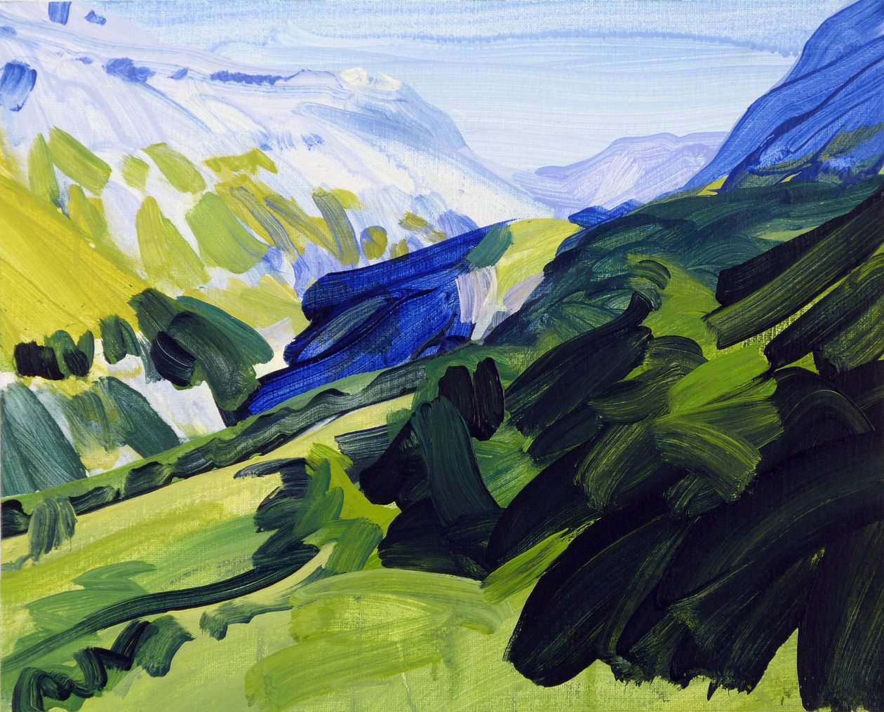Leukerbad 34, 2017 (akryl på lærred) af Olivier Morel