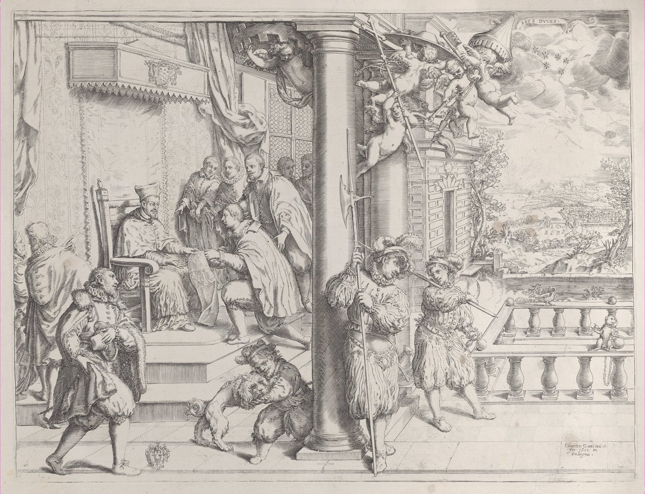 En ung mand præsenterer sin afhandling for kardinal Aldobrandini, 1620., 1620. af Oliviero Gatti